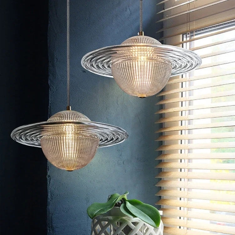 Vintage Glass Planet Pendant Light