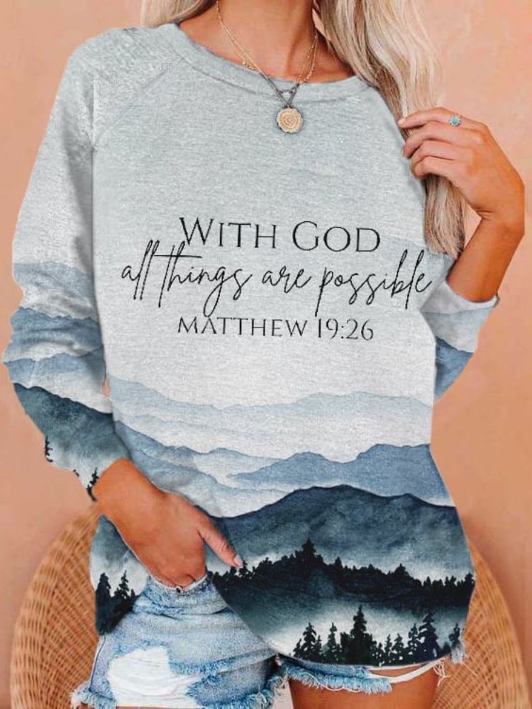 Matthew Landscape Print Long Sleeve Sweatshirt