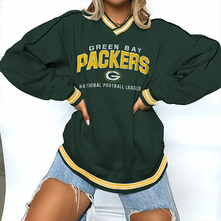 Green Bay Packers V-neck Pullover Sweatshirt