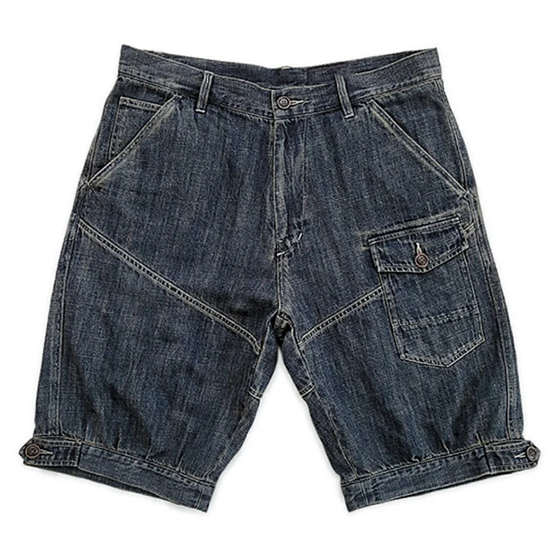 Retro Men's Cotton Linen Washed Distressed Multi-Pocket Shorts