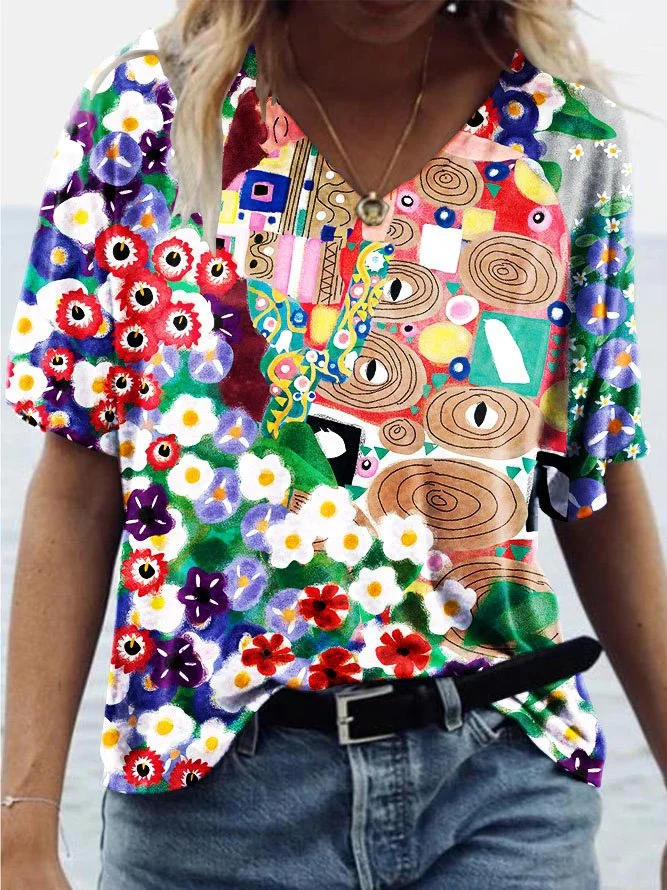 Bestdealfriday Colorful Floral Print Women's T-Shirt 11037544