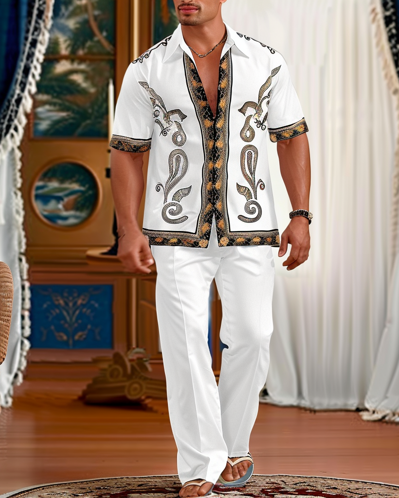 Men's Gorgeous Ethnic Floral Pattern Walking Suit 010