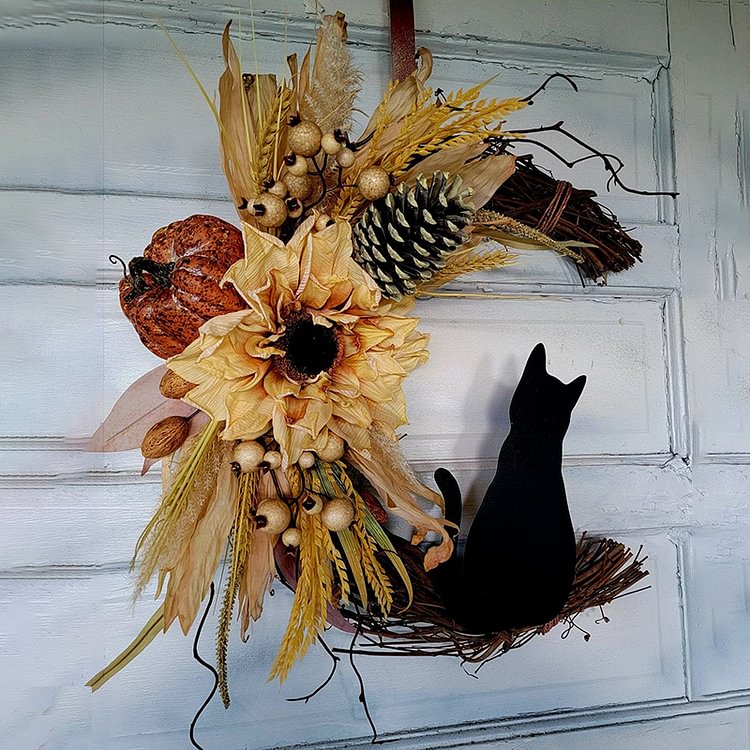 Halloween Cat Moon Flower Decoration