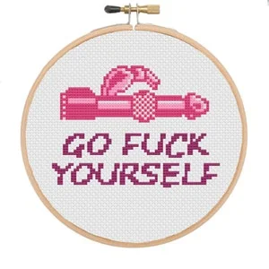 pornhint Pornhint Go Fuck Yourself Rampant Rabbit Vibrator Cross Stitch Pattern, Funny Adult rude sex toy Embroidery, Subversive Women's Sex Postive Sewing