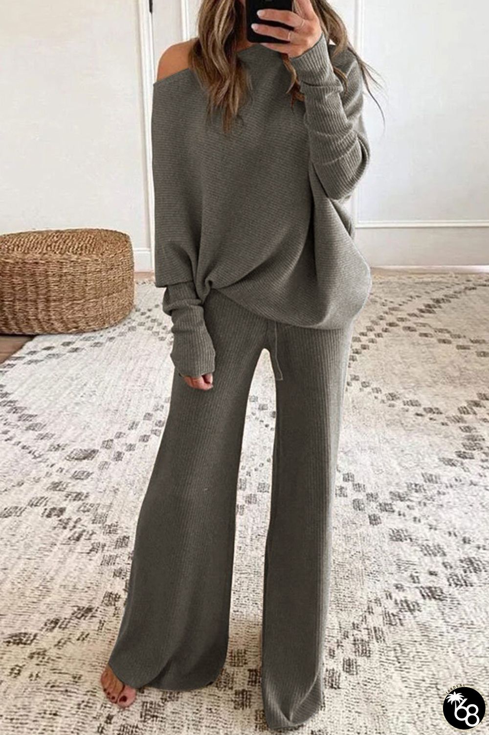 Casual Solid Basic O Neck Long Sleeve Two Pieces | 168DEAL