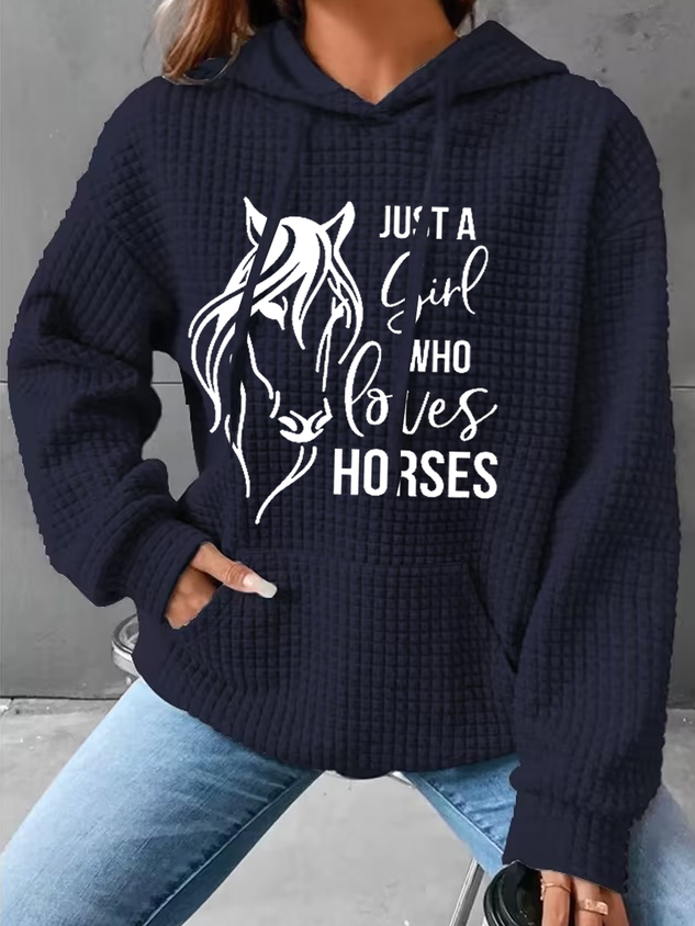 Women's Just A Girl Who Loves Horses Print Hoodie Casual Hoodie socialshop