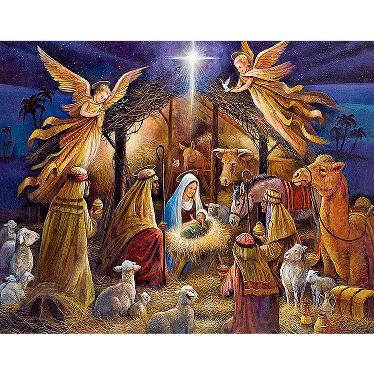 Jesus Was Born (46*36CM) 11CT Stamped Cross Stitch gbfke