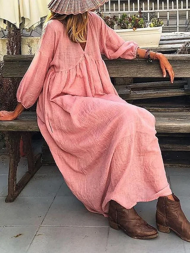 Women's Cotton Linen Dress socialshop