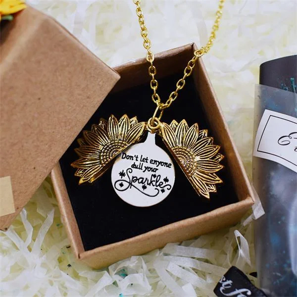 Don't Let Anyone Dull Your Sparkle Sunflower Necklace
