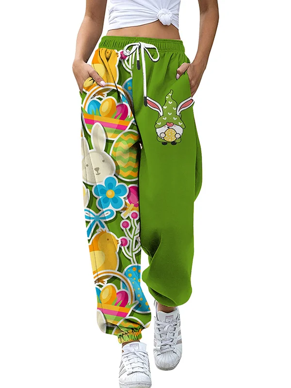 Cute Rabbit Dwarfs Printed Casual Pants