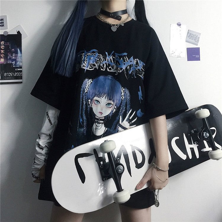 Japanese Style Harajuku Black/White T-shirt SP17804