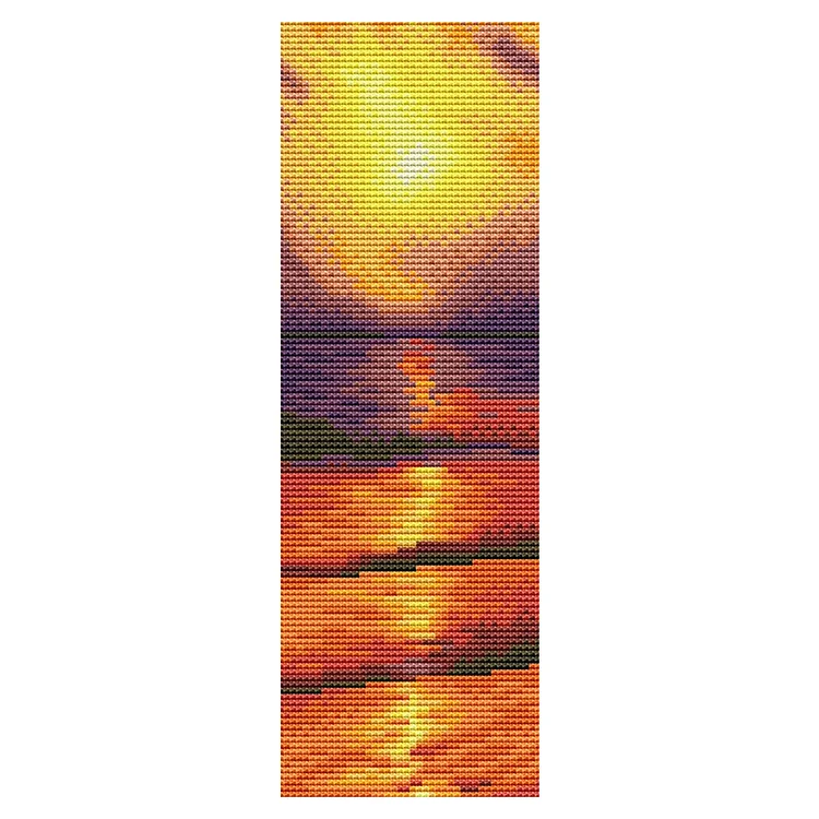 11CT Stamped Double-Sided Sea Sunset Embroidery Bookmarks 18x6cm for Book Lovers gbfke
