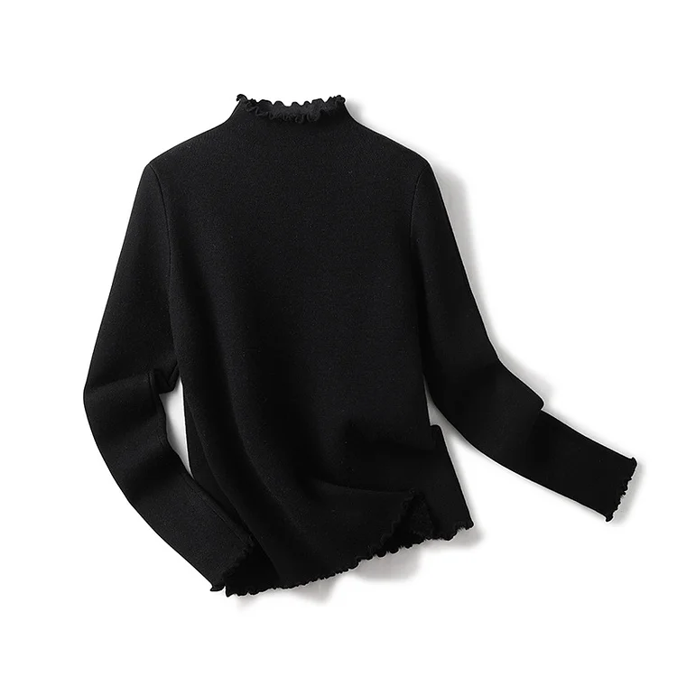 Solid Color Half Turtleneck Long Sleeve Knitted Sweater