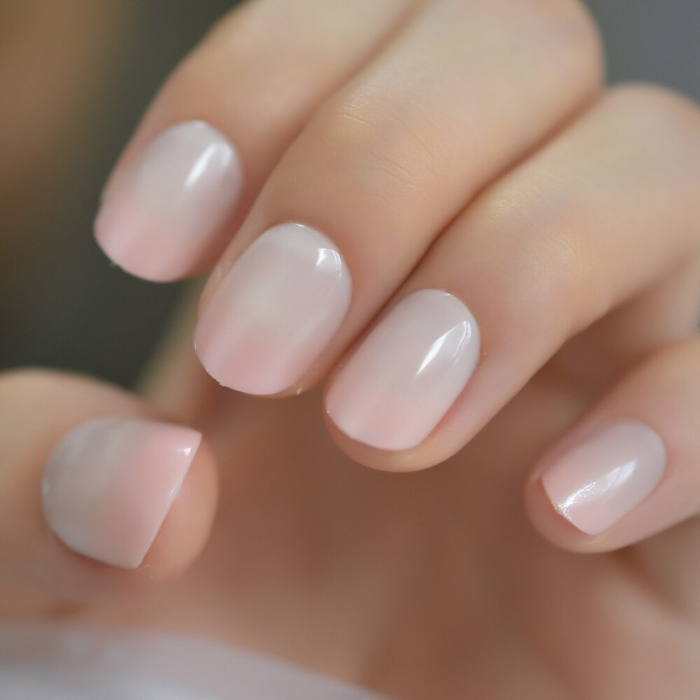 Classical Normal Size French Nail Nude White Tip Glossy Press On