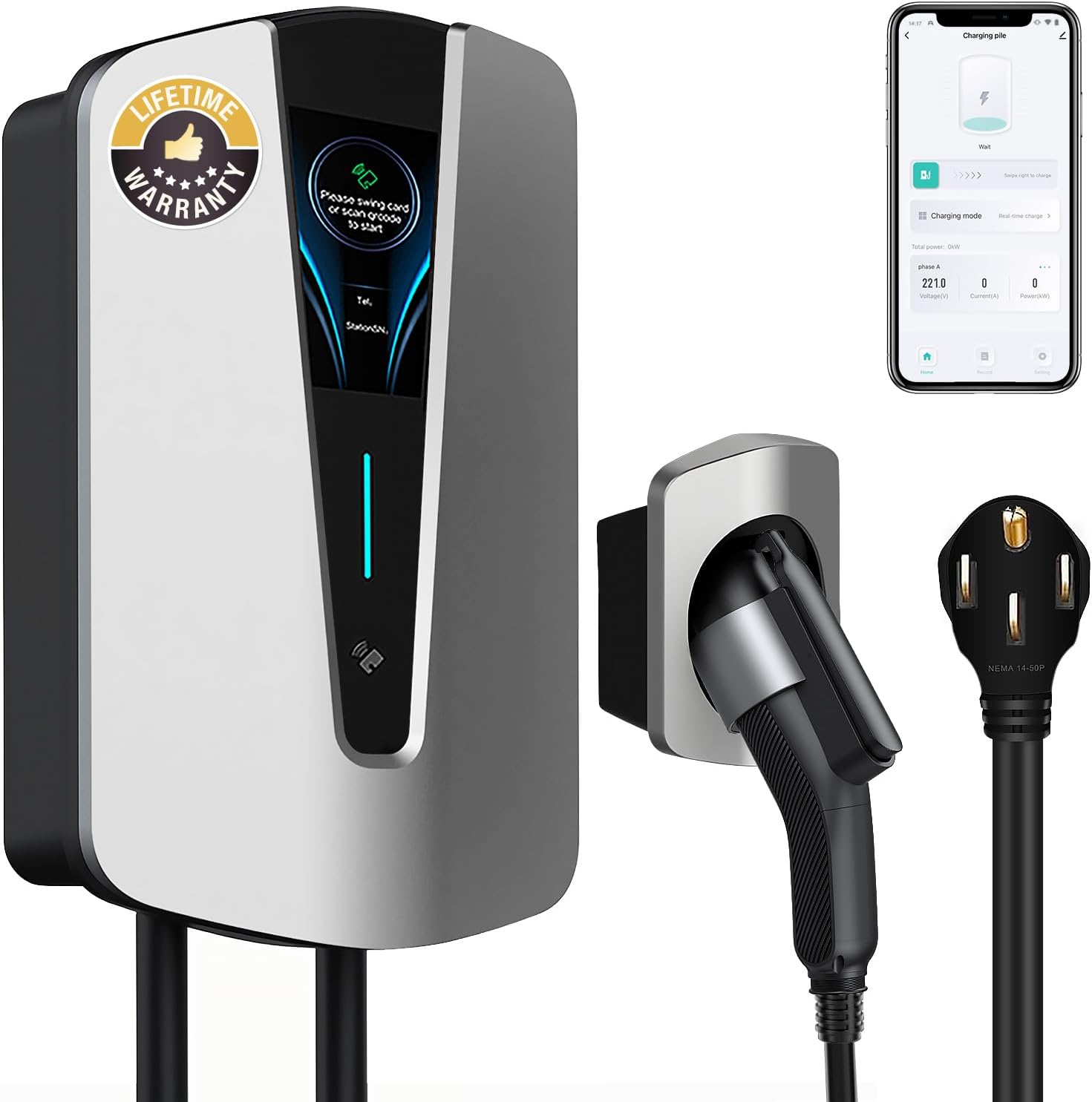 Q8 Series 48Amp Level 2 Home EV Charging Station-25ft Cable