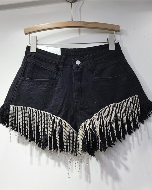 Tassel Chain Denim Shorts