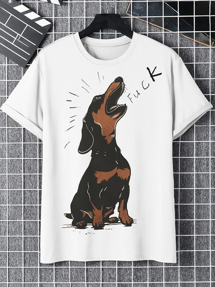 Men's Dachshund Dog Bark Art Print Cotton Casual T-Shirt
