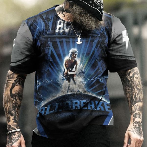 Mens Top Rock Band Print Collar T-Shirt