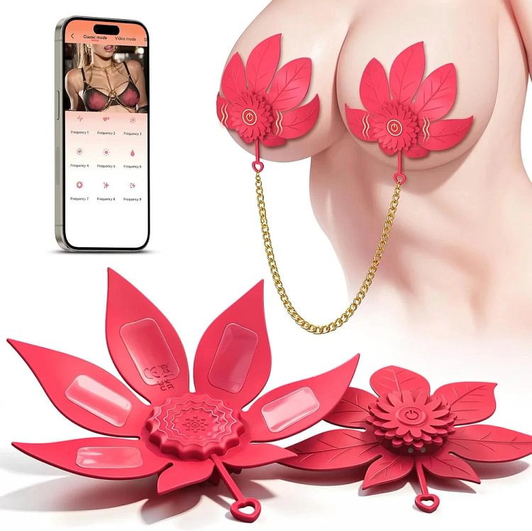 pornhint Pornhint BDSM Nipple Toys Vibrator Sex Toys, Adjustable Metal Chain Nipple Clamps with 9 BDSM