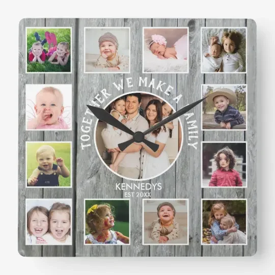 Personalized Photo Wall Clock Custom 13 Photos Gifts for Family