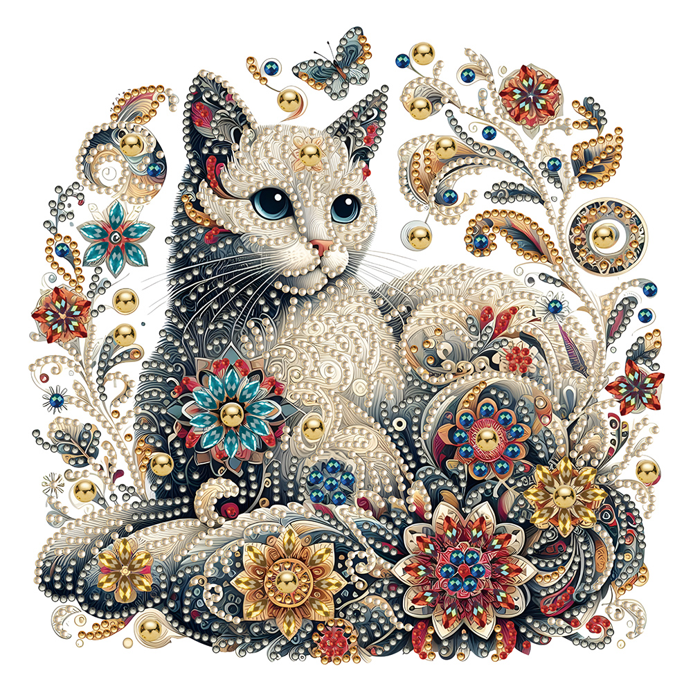 Exquisite Cat 30 30CM Canvas Special Shaped Drill Diamond Painting