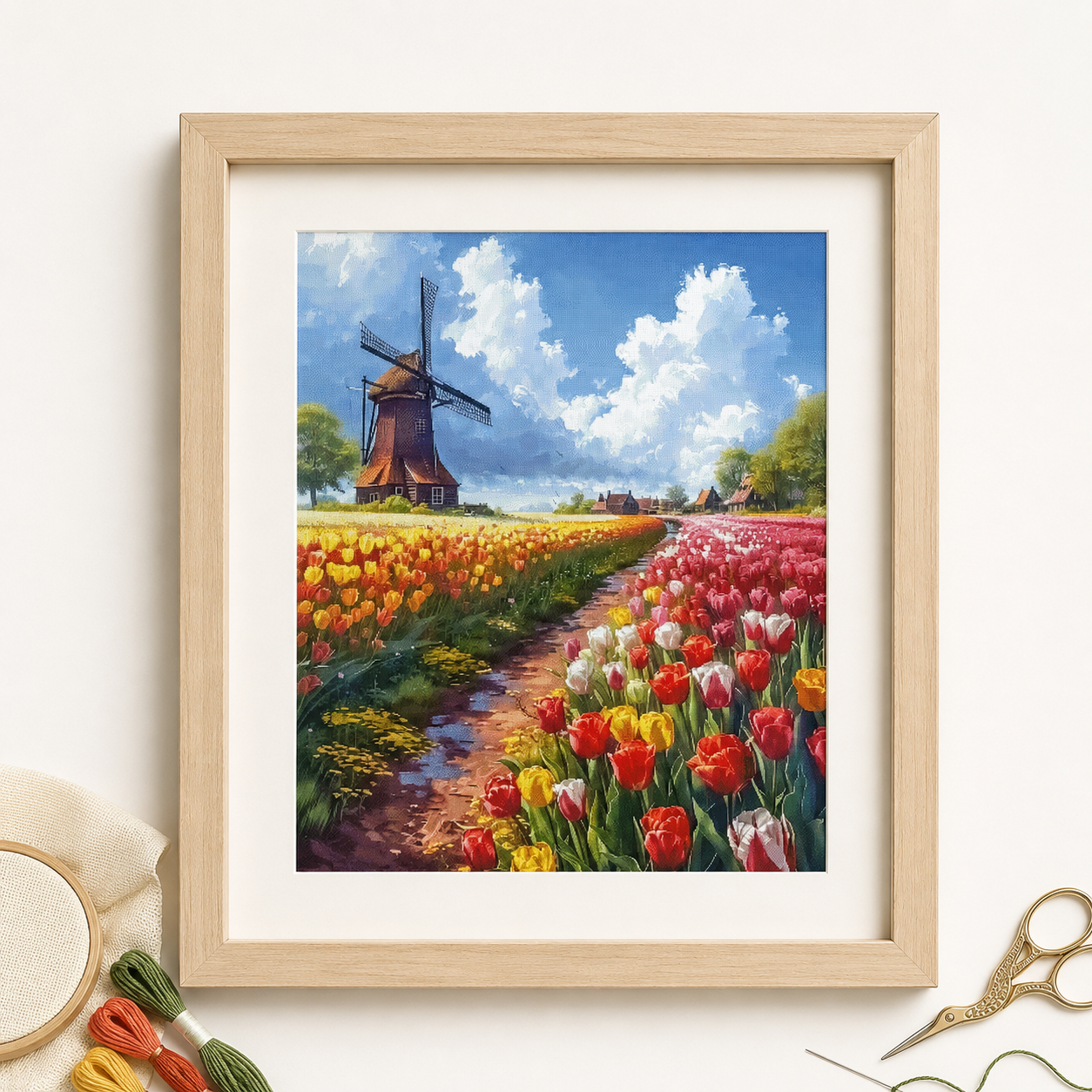 ZZ8664-Tulip Field Under the Windmill]