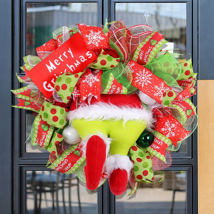 Grinch Christmas Wreath for Front Door Decoration