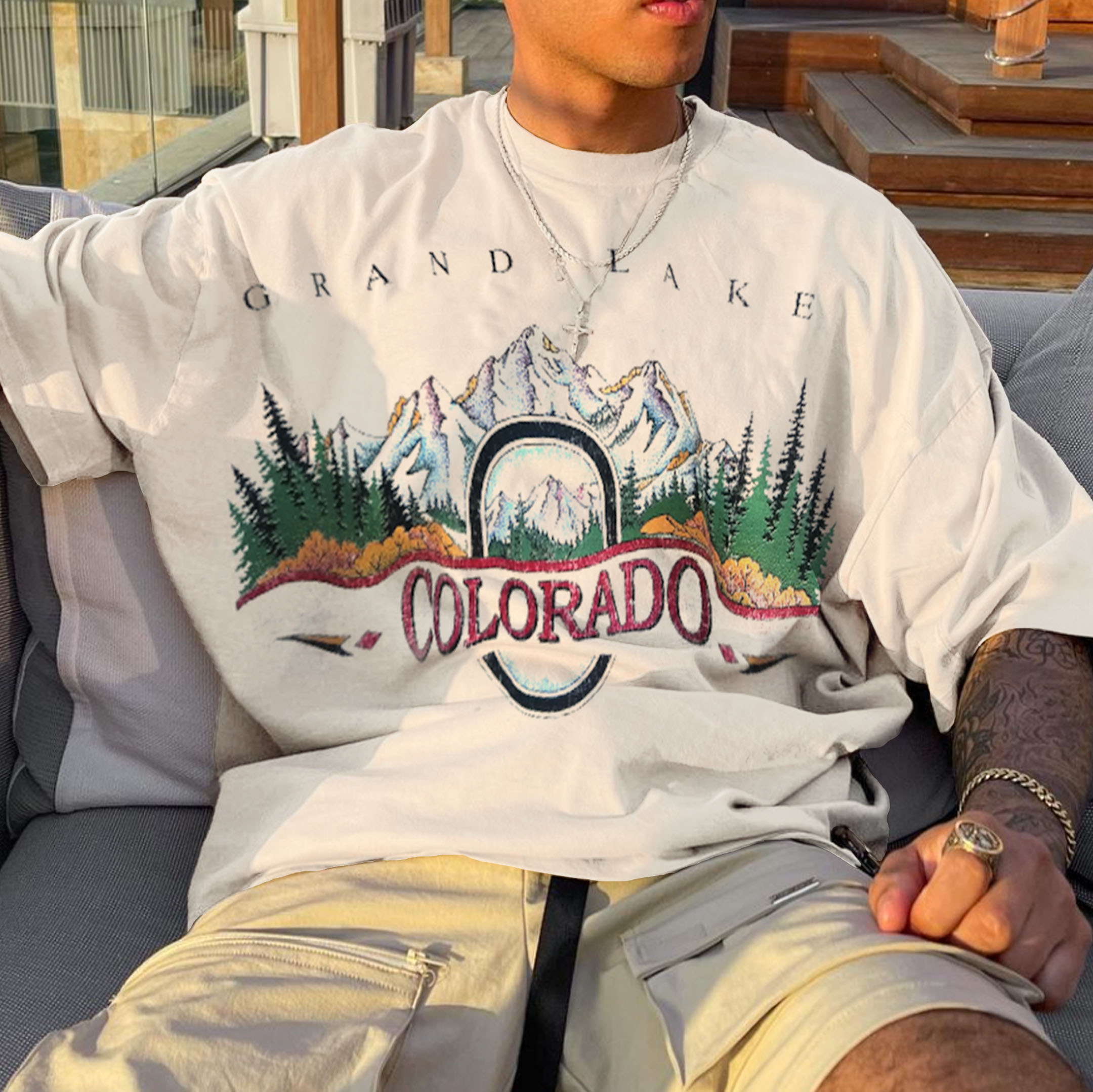 Retro Men's COLORADO Print Oversized T-shirt / TECHWEAR CLUB / Techwear