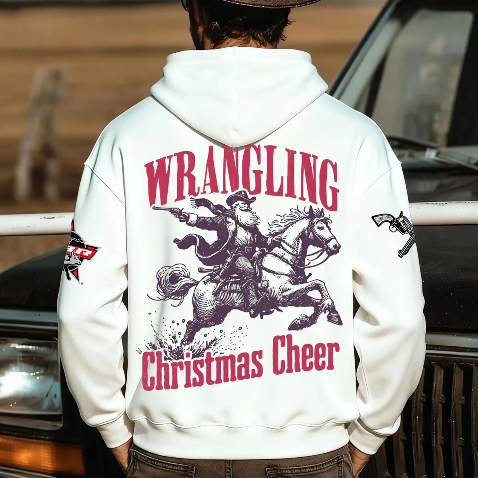 Festive Cowboy Plush Hoodie For The Christmas Cowboy Lover