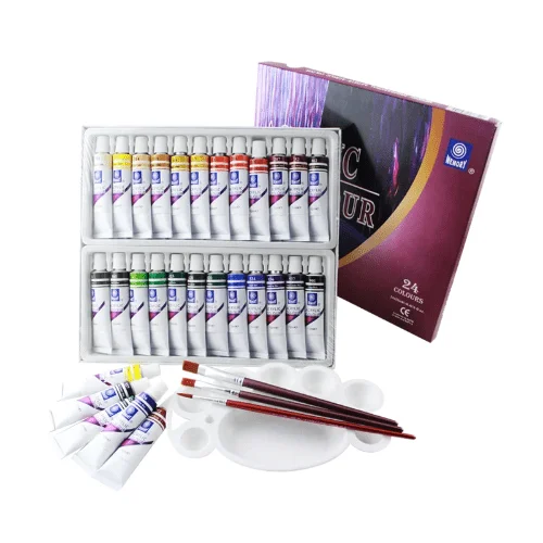 pornhint Pornhint Acrylic Paints set for Painting Textile Fabric Art with 3 Brushes & 1 Palette