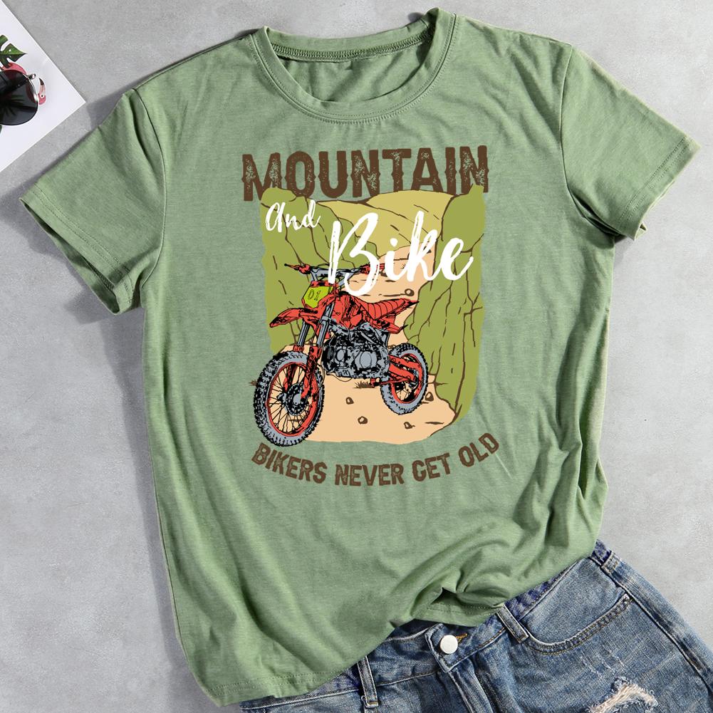 Mountain and bike bikers never get old Round Neck T-shirt-0025868-Guru-buzz