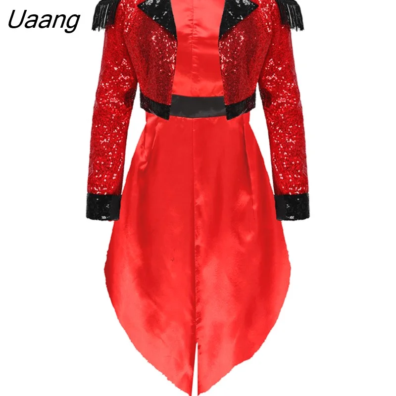 Uaang Sequin Circus Ringmaster Jacket Tuxedo Coat Costume Rave Outfits