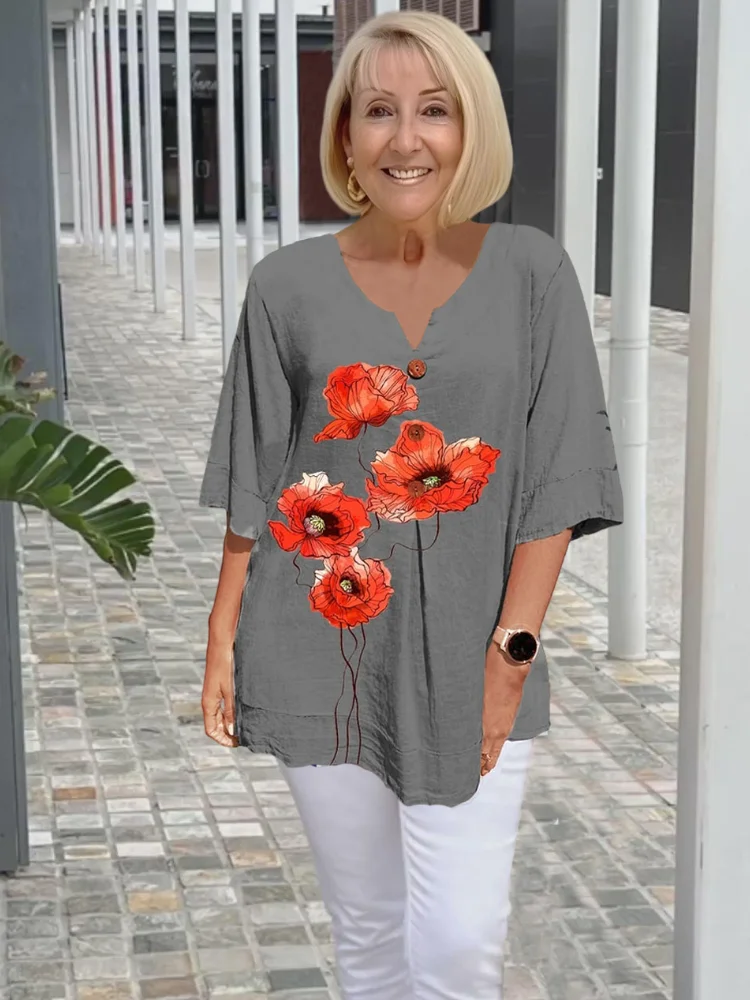 Printed Half Sleeve Shirt Top socialshop