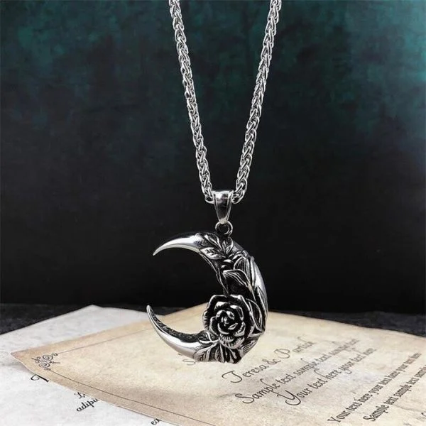 Sterling Silver Flower Moon Necklace