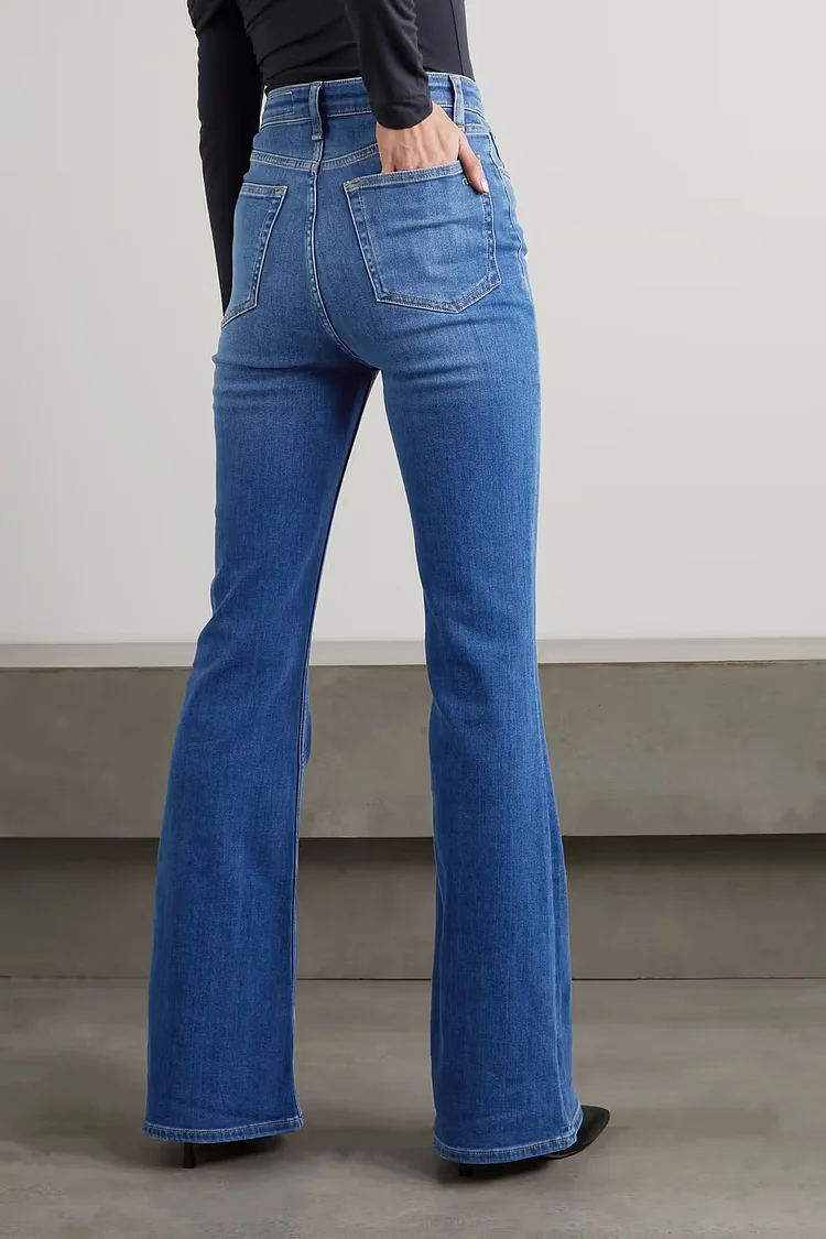 Women's No-Button Stretch Flare Jeans (Buy 2 Free Shipping)