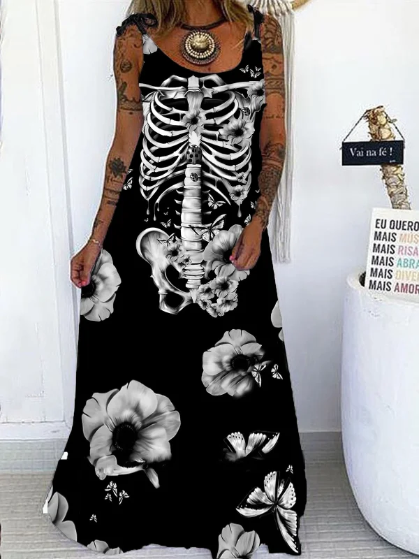 Skull's inner print women's plus size dress