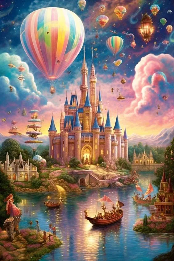 Fantasy Disney Castle Landscape 40*50CM (Canvas) AB Round Drill Diamond Painting gbfke