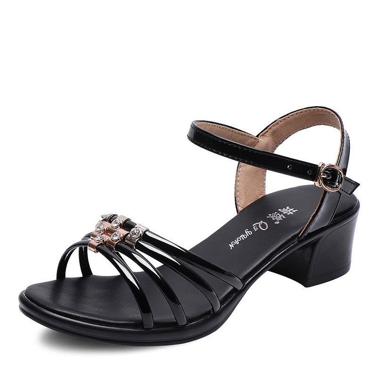 Chunky Ankle Strap Gold Dress Sandals