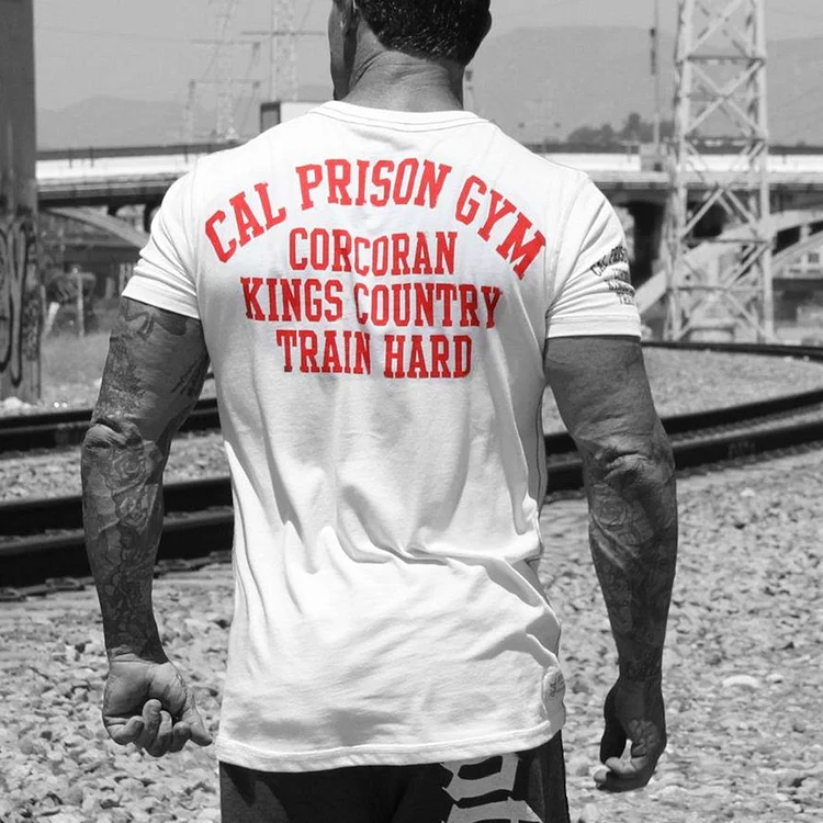 Cal Prison Gym Print Mens Short Sleeve T-Shirt