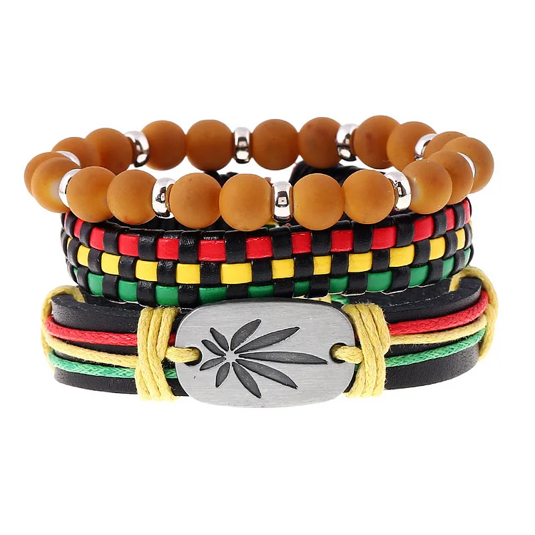 BrosWear Reggae Multilayer Braided Leather Bracelet