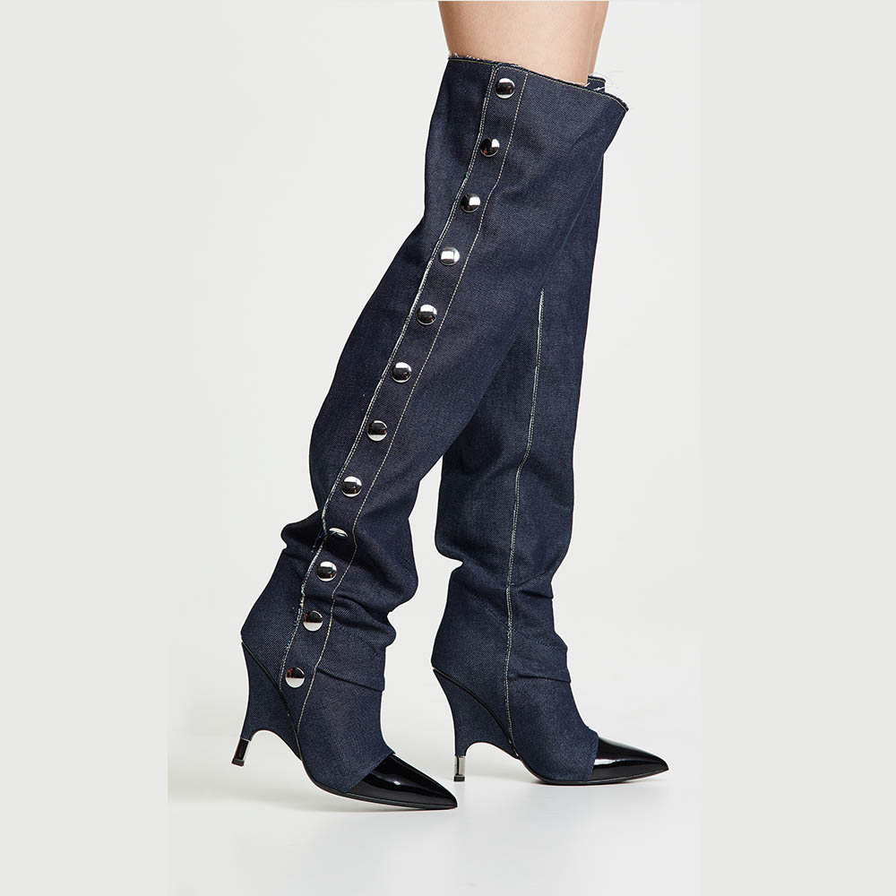 navy heeled boots