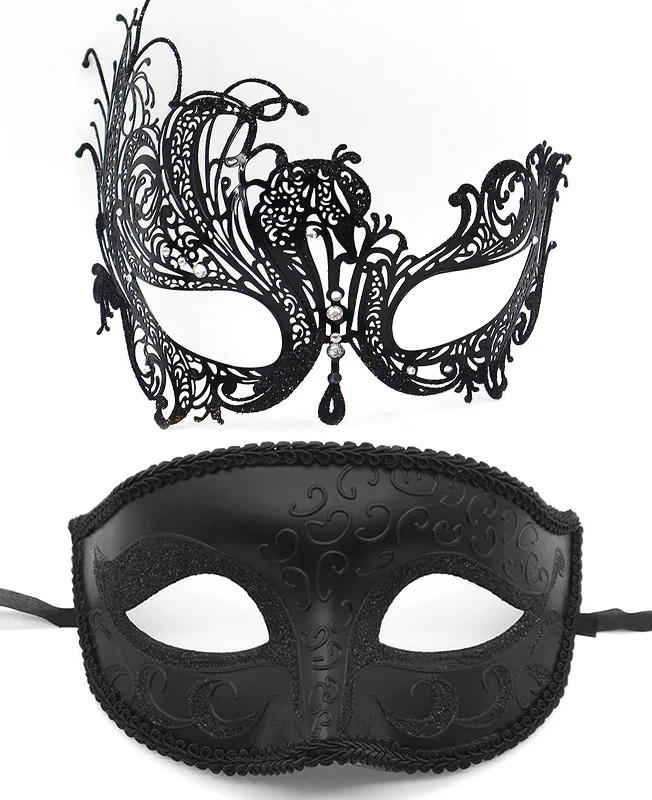Rhinestone Half-Face Mask Eye Mask 2Pcs Set 