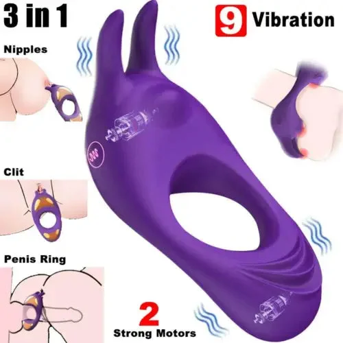pornhint Pornhint Vibrating Penis Cock Ring Clit Rabbit Vibrator Enhancer Sex Toys for Men Women