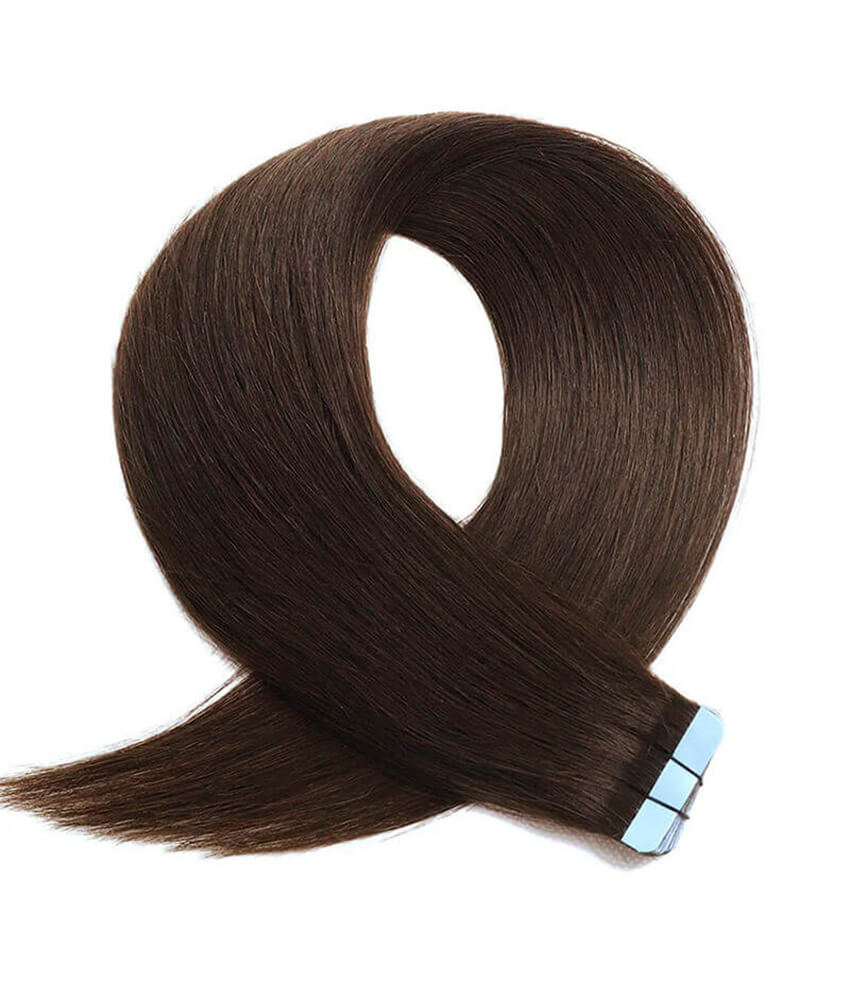 18 inch #4 Chocolate Brown Remy Hair Tape in Hair Extensions display picture 1