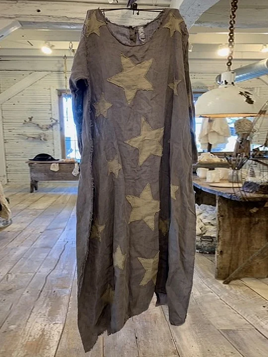 Star Print Casual Shift Dress