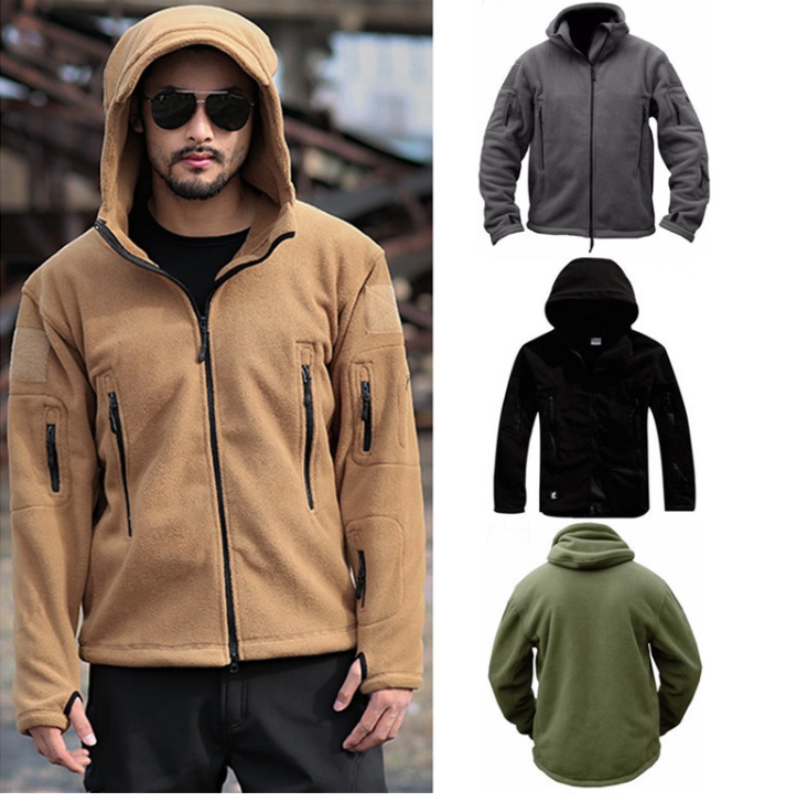 Men's cold-proof jacket and hooded solid color hooded jacket