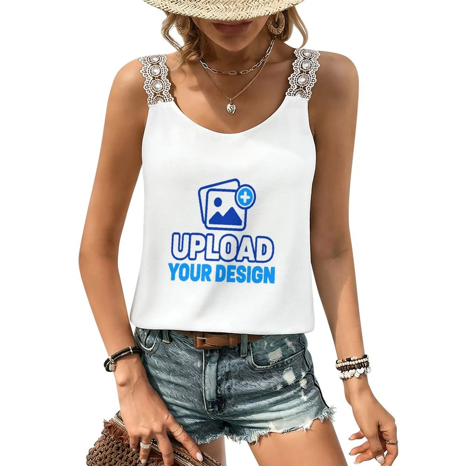 Lace-Trim Camisole Tank custom product view 8