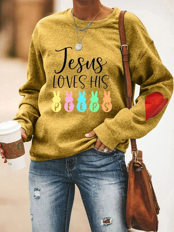 Women's Jesus Loves His Peeps Print Sweatshirt