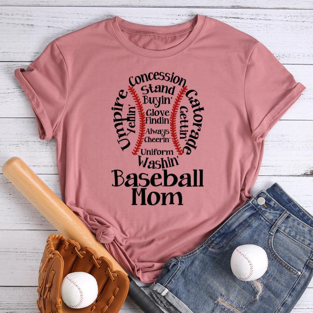 Baseball Mom Round Neck T-shirt-0024568-Guru-buzz