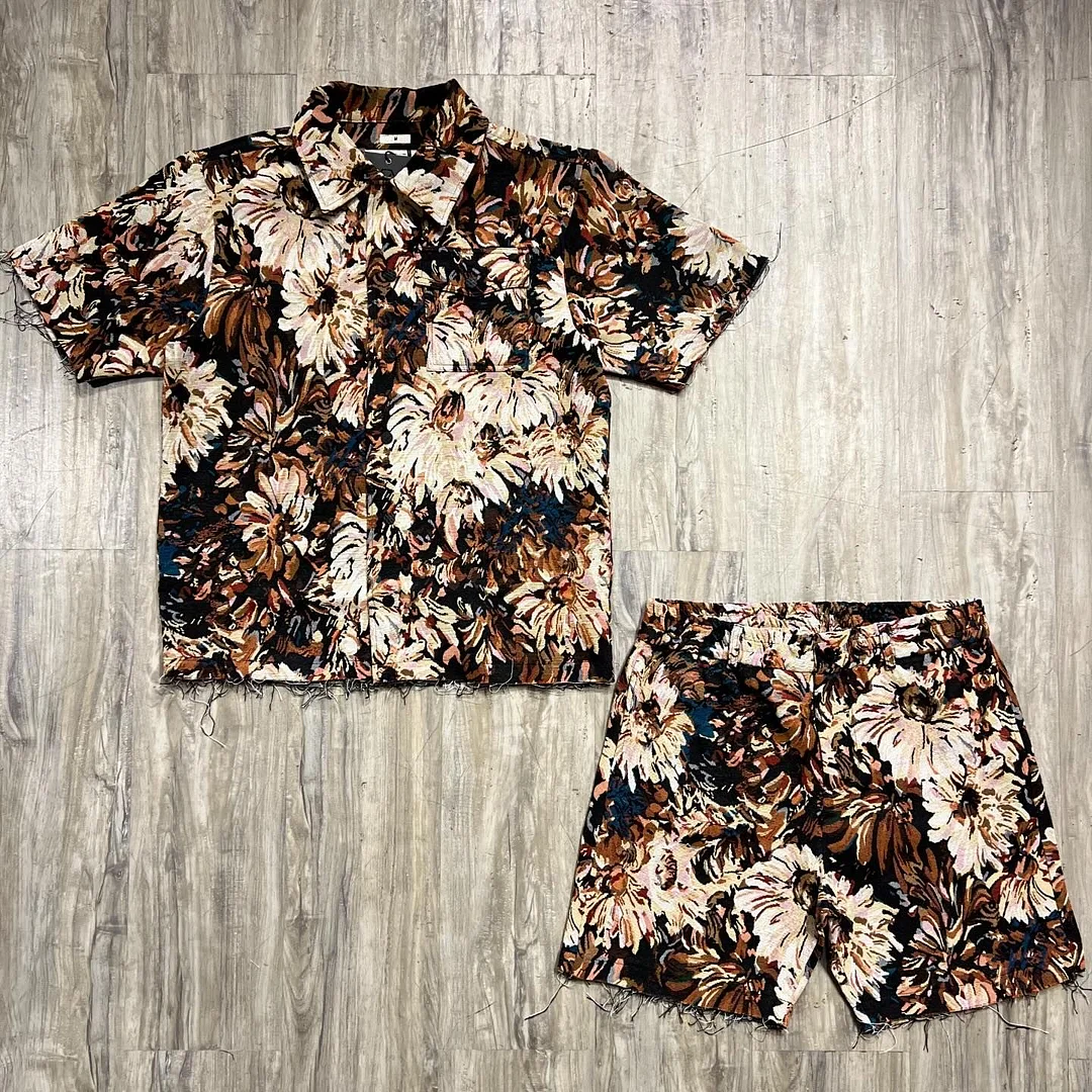 Retro Personalized Floral Shirt Shorts Set